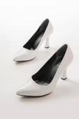 St-001 Beyaz Rugan Günlük 9 Cm Topuklu Bayan Stiletto Ayakkabı - 5