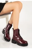 868-356 Bordo Rugan Bağcıklı Fermuarlı Günlük Kadın Bot thumbnail 5