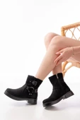 02-2013 Siyah Süet Toka Aksesuarlı Fermuarlı Günlük Kadın Bot thumbnail 2