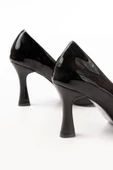 St-001 Siyah Rugan Günlük 9 Cm Topuklu Bayan Stiletto Ayakkabı - 4