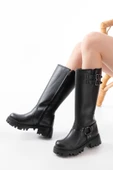 868-3026 Siyah Toka Aksesuarlı Fermuarlı Günlük Kadın Çizme thumbnail 4