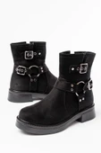 02-2013 Siyah Süet Toka Aksesuarlı Fermuarlı Günlük Kadın Bot thumbnail 3