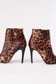 Vrt-4802 Leopar Yüksek İnce Topuklu Fermuarlı Kadın Bot thumbnail 5