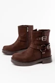 02-2013 Kahverengi Süet Toka Aksesuarlı Fermuarlı Günlük Kadın Bot thumbnail 3