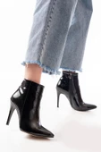 Vrt-4802 Siyah Kroko Yüksek İnce Topuklu Fermuarlı Kadın Bot thumbnail 1