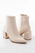 Dnz-410 Bej Fermuarlı Topuklu Kadın Günlük Bot thumbnail 5