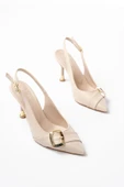 İnf-1151 Bej Günlük Arkası Açık Topuklu Bayan Ayakkabı thumbnail 3