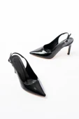 St-1153 Siyah Rugan Günlük Arkası Açık 9 Cm Topuklu Kadın Ayakkabı thumbnail 5