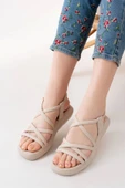 841-841 Bej Lastikli Kadın Günlük Sandalet thumbnail 1