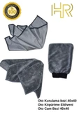 HRPAK 3'lü Mikrofiber Oto Yıkama Araba Kurulama Seti Kurulama Eldiven Cam Bezi - 2