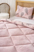 Pudra Yaprak Loura Çift Kişilik Çift Taraflı Lüx Wellsoft Yorgan Seti 195x215 cm - 4