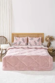 Pudra Yaprak Loura Çift Kişilik Çift Taraflı Lüx Wellsoft Yorgan Seti 195x215 cm - 2