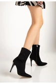 Vrt-4811 Siyah Süet Yüksek İnce Topuklu Fermuarlı Kadın Bot thumbnail 3