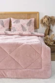 Pudra Yaprak Loura Çift Kişilik Çift Taraflı Lüx Wellsoft Yorgan Seti 195x215 cm - 1