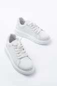 Rs-2435 Beyaz Gümüş Bağcıklı Dikişli Günlük Spor Ayakkabı thumbnail 3