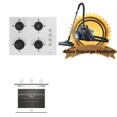 Altus 2'li Beyaz Cam Ankastre Set 321 W - 159 Dw 65cm Ocak - (Altus Süpürge Hediyeli) - 1