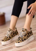 Lulu Leopar Süet Bağcıklı Spor Ayakkabı - 1