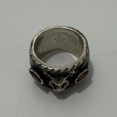 Gucci Kaplan Motifli 925 Ayar Gümüş Yüzük 16,9 Gram - 3