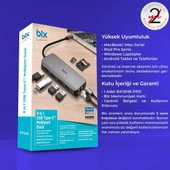 BX10HB Type-C to 4K HDMI 3*USB-A Gigabit Ethernet PD 100W SD ve Micro SD Kart Okuyucu Çoklayıcı Hub thumbnail 7