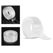 2 Metre X 3 Cm Şeffaf Güçlü Nano Çift Taraflı Silikon Jel Yapıştırıcı Bant - 1