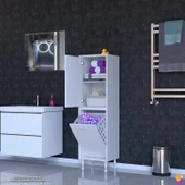 Modilayn İLKİM 45 x 138 x 32,5 cm' lik Kapak İçi Çift Raflı, Tek Göz Akıllı Çamaşır Sepetli Dolap thumbnail 2