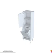 Modilayn İLKİM 45 x 138 x 32,5 cm' lik Kapak İçi Çift Raflı, Tek Göz Akıllı Çamaşır Sepetli Dolap thumbnail 5