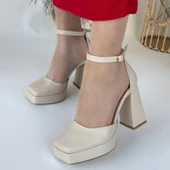 Kawer Bej Cilt Topuklu Ayakkabı thumbnail 5