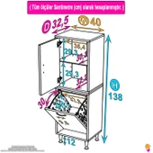 Modilayn İLKİM 40 x 138 x 32,5 cm' lik Kapak İçi Çift Raflı, Tek Göz Akıllı Çamaşır Sepetli Dolap - 4