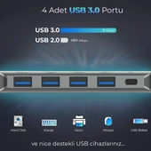 Bix BX07HB 5in1 Type-C Hub 4x USB 3.0, PD Şarj Macbook Uyumlu Çoklayıcı Adaptör thumbnail 4