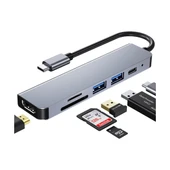 Shaza 6in1 USB Type-C Hub Port Adaptör HDMI Sd Kart USB Pd Girişli - 5