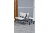 Hayat Serisi Mutfak, Yemek, Bahçe, Kafe, Modern Bench, Puf, 2 Adet - Açık Gri - 1
