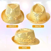 Disko Star Altın Gold Payetli Fötr Şapka Yetişkin Boy - 2
