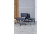 Hayat Serisi Mutfak, Yemek, Bahçe, Kafe, Modern Bench, Puf, 2 Adet - Lacivert - 1