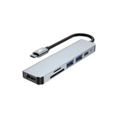 Shaza 6in1 USB Type-C Hub Port Adaptör HDMI Sd Kart USB Pd Girişli - 1