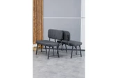 Hayat Serisi Mutfak, Yemek, Bahçe, Kafe, Modern Bench, Puf, 2 Adet - Antrasit - 1