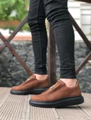 ET0310 Kalın Yüksek Taban Fermuarlı Taba Siyah Erkek Ayakkabı thumbnail 2