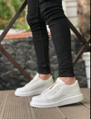 ET0310 Kalın Yüksek Taban Fermuarlı Beyaz Erkek Ayakkabı thumbnail 2