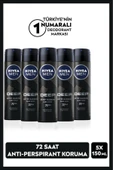NIVEA Men Erkek Sprey Deodorant Deep Dimension 48 Saat Anti-perspirant Koruma 150ml X 5 Adet - 1