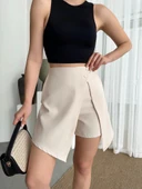 İki düğmeli şort etek S24046 - 4