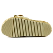 Erkan Saçmacı Bej Sabit Tek Bant Kristal Taş Süslemeli Hasır Dokulu Dolgu Topuklu Terlik - 5