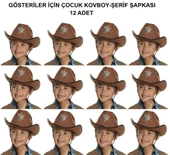 Kovboy Şerif Şapkası Kahve 12 Adet - Kostüm, Parti Ve Gösteri Şapkası - 1