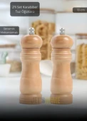 2’li Set Karabiber Değirmeni Tuz Değirmeni Kalınlık Ayarlı Baharat Öğütücü Seramik Bıçaklı 13 cm - 1