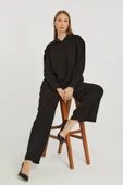 Kadın Siyah Casual Oversize/Geniş Kalıp Gömlek - 1