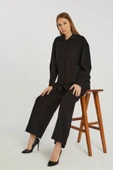 Kadın Siyah Casual Oversize/Geniş Kalıp Gömlek - 2