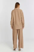 Kadın Camel Casual Oversize/Geniş Kalıp Gömlek - 8