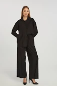 Kadın Siyah Casual Oversize/Geniş Kalıp Gömlek - 7
