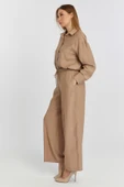 Kadın Camel Casual Oversize/Geniş Kalıp Gömlek - 12