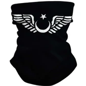 Buff ( Bandana) Yüz Maskesi Ayyıldız Baskılı Siyah - 1