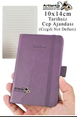 Sert Kapak Tarihsiz Ajanda 10x14 cm 1 Adet Sert Kapak Lastikli Not Defteri Cep Ajandası Çizgili Kalem Tutuculu Thermo - 6