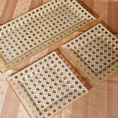 Boabab Kare Opal Altın Yaldızlı Baton Tepsi + 2 Adet Pasta Tabağı - 4